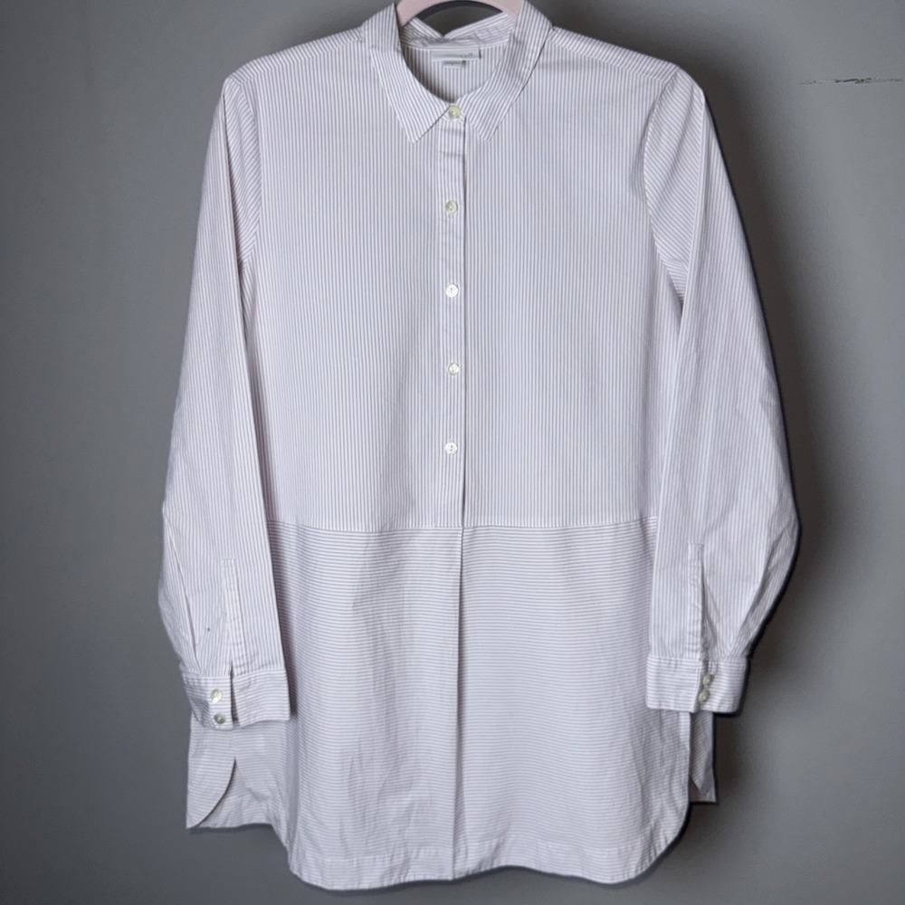 J. Jill Womens Purple White Striped Button Down Tunic Top Size M